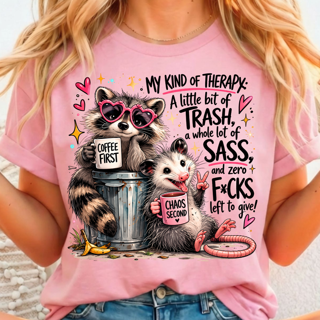 My Kind of Therapy - Raccoon & Possum - Full Color DTF T-Shirt Transfer - 4