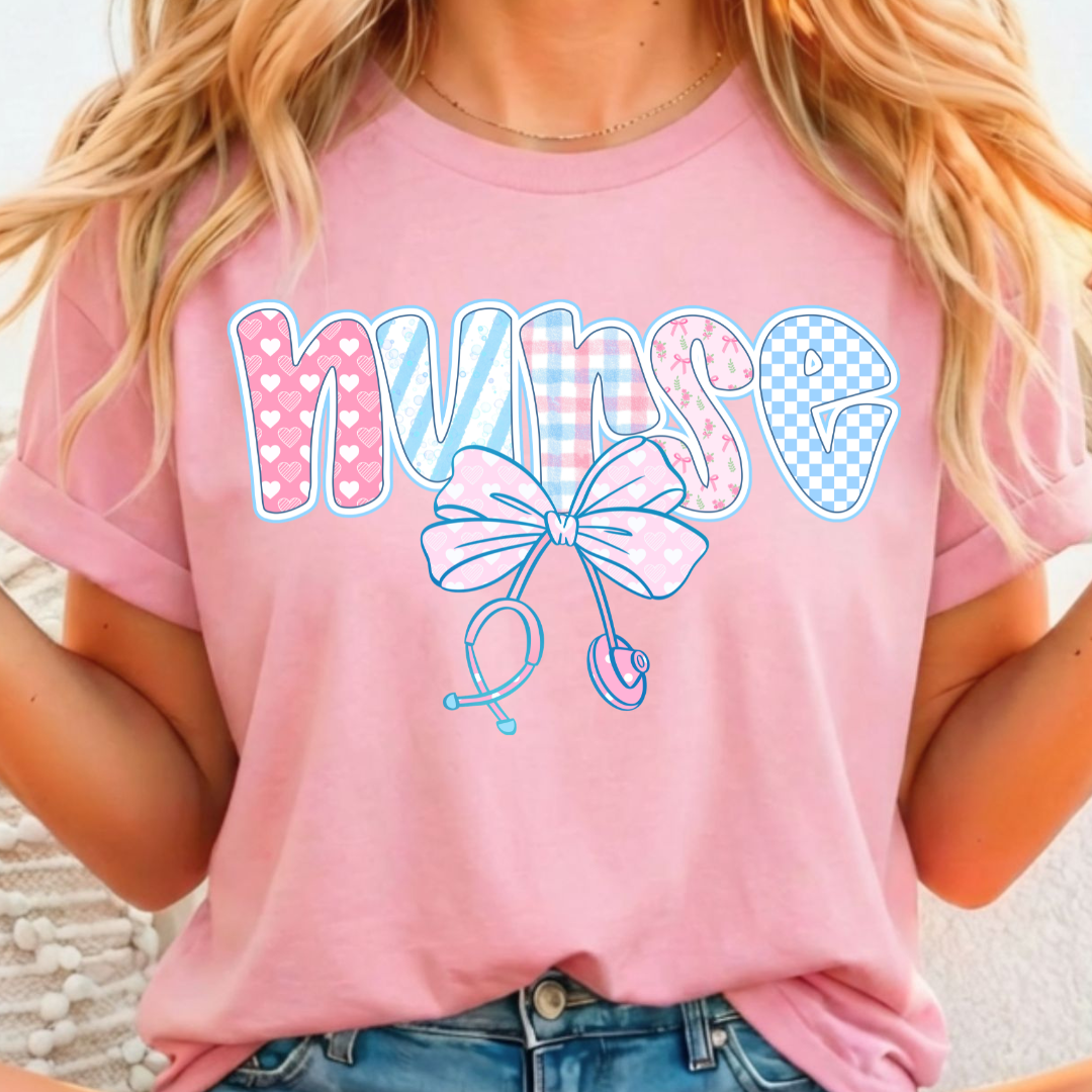 Nurse Blue & Pink - Full Color DTF T-Shirt Transfer - 182