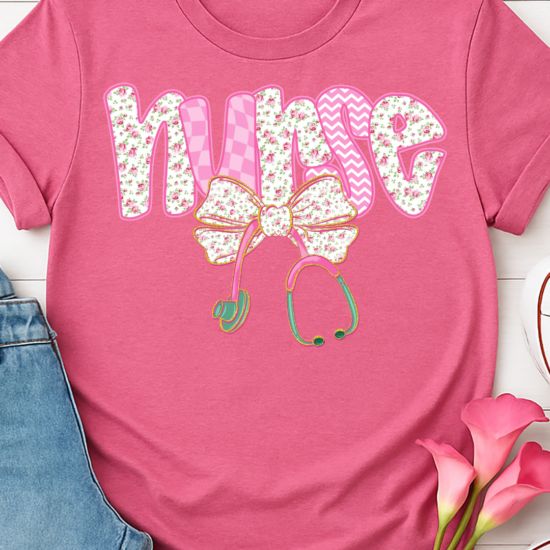Nurse Pink and White Full Color DTF T-Shirt Transfer - 183