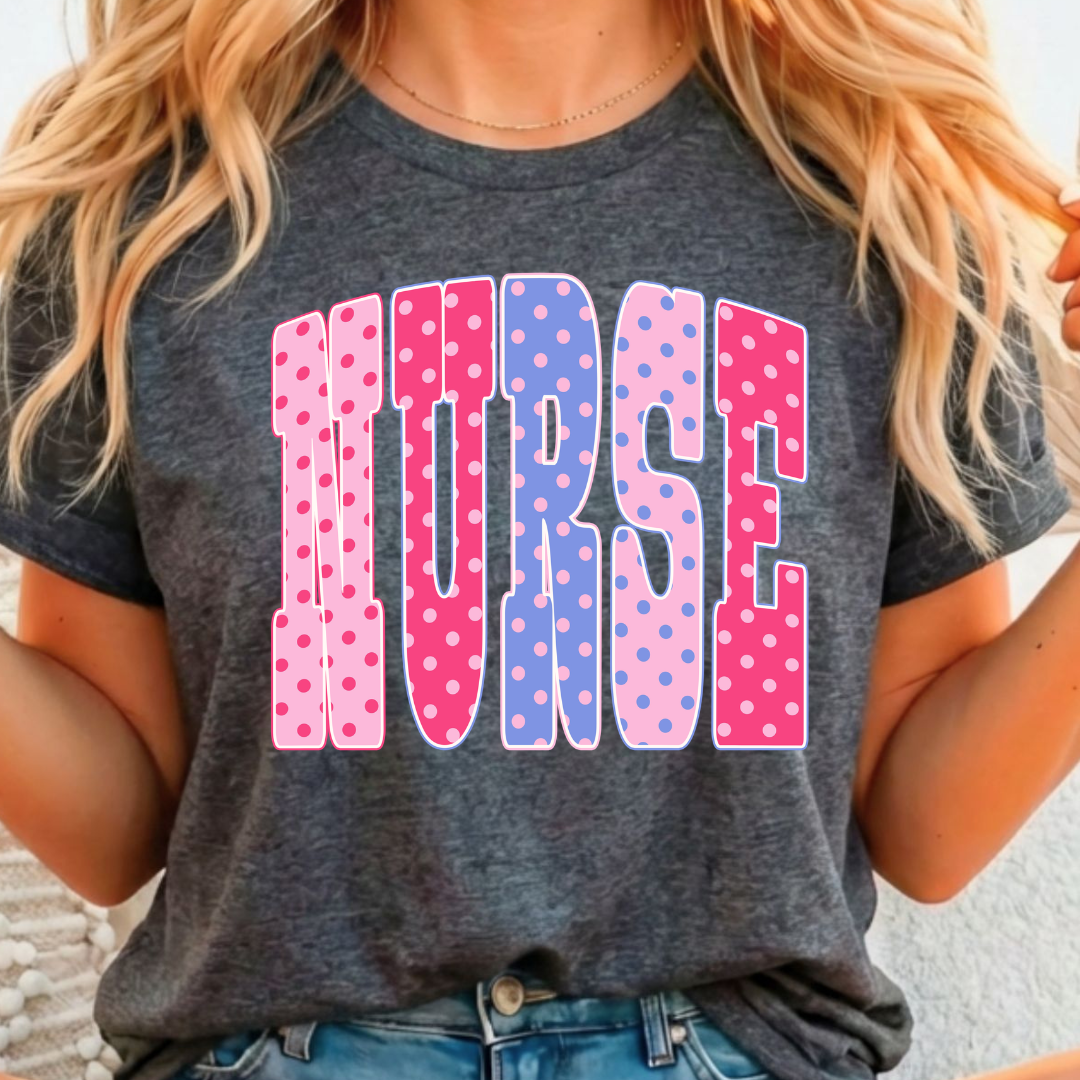 Nurse Polka Dot Full Color DTF T-Shirt Transfer - 90
