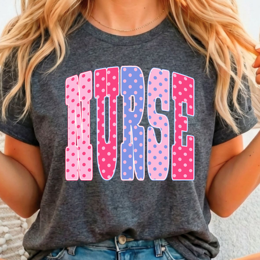 Nurse Polka Dot Full Color DTF T-Shirt Transfer - 90