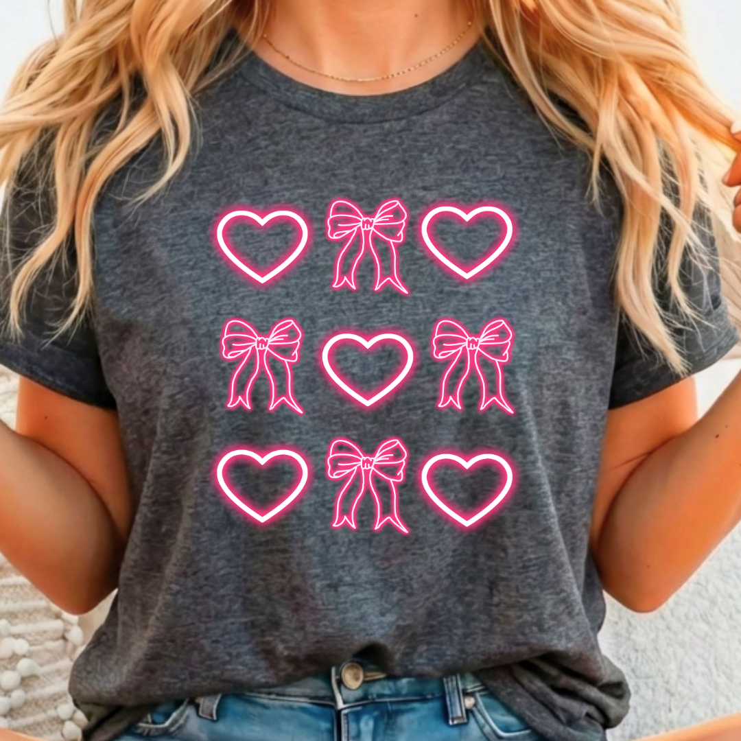 Pink Heart Bow - Full Color DTF T-Shirt Transfer - 284