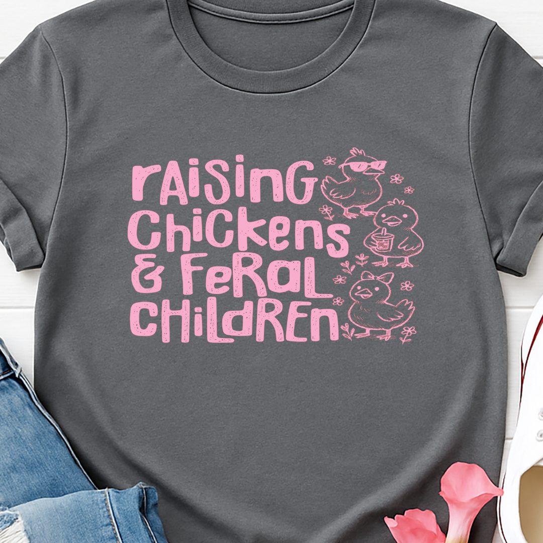 Raising Chickens and Feral Children -  Single Color Screen Print - A