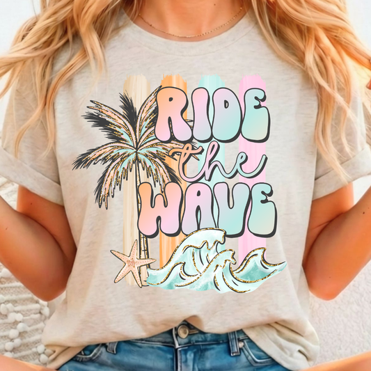 Ride The Wave - Full Color DTF T-Shirt Transfer - 440