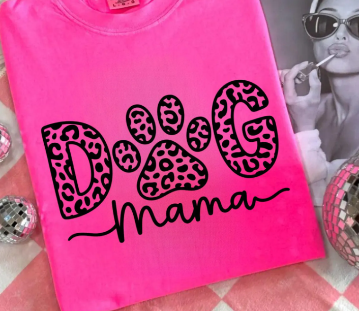 Dog Mom Leopard -  Single Color Screen Print - Adult Size