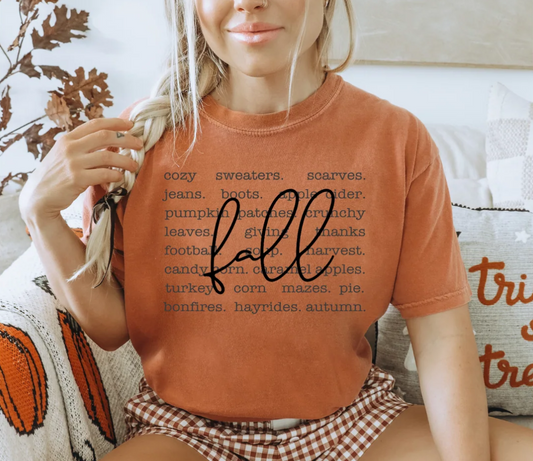Fall Script-   Single Color Screen Print