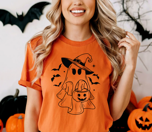 Ghost w/ Pumpkin -   Single Color Screen Print