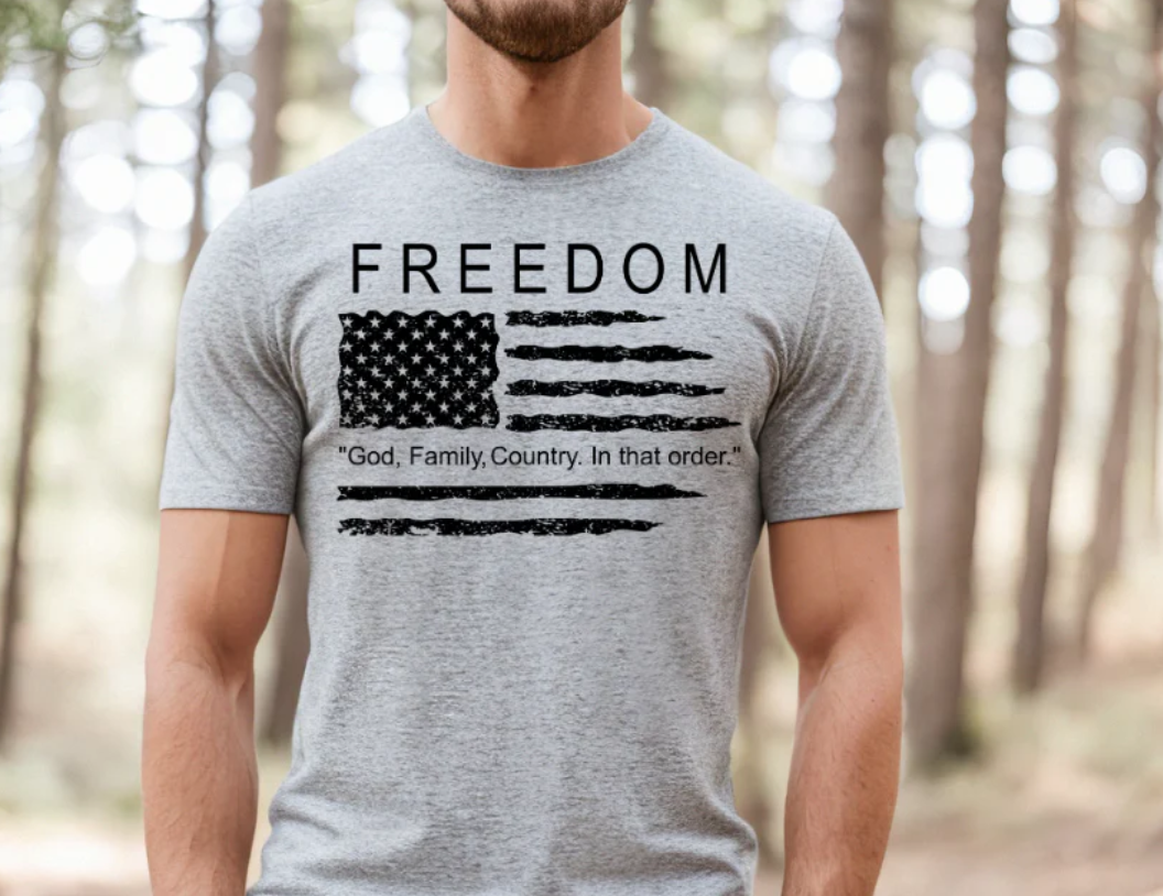 Freedom , God Family and Country  -   Single Color Screen Print - H7
