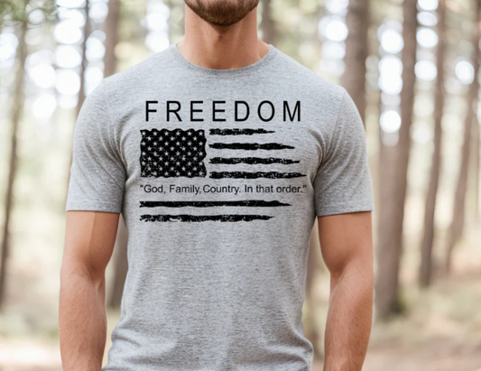 Freedom , God Family and Country  -   Single Color Screen Print - H7