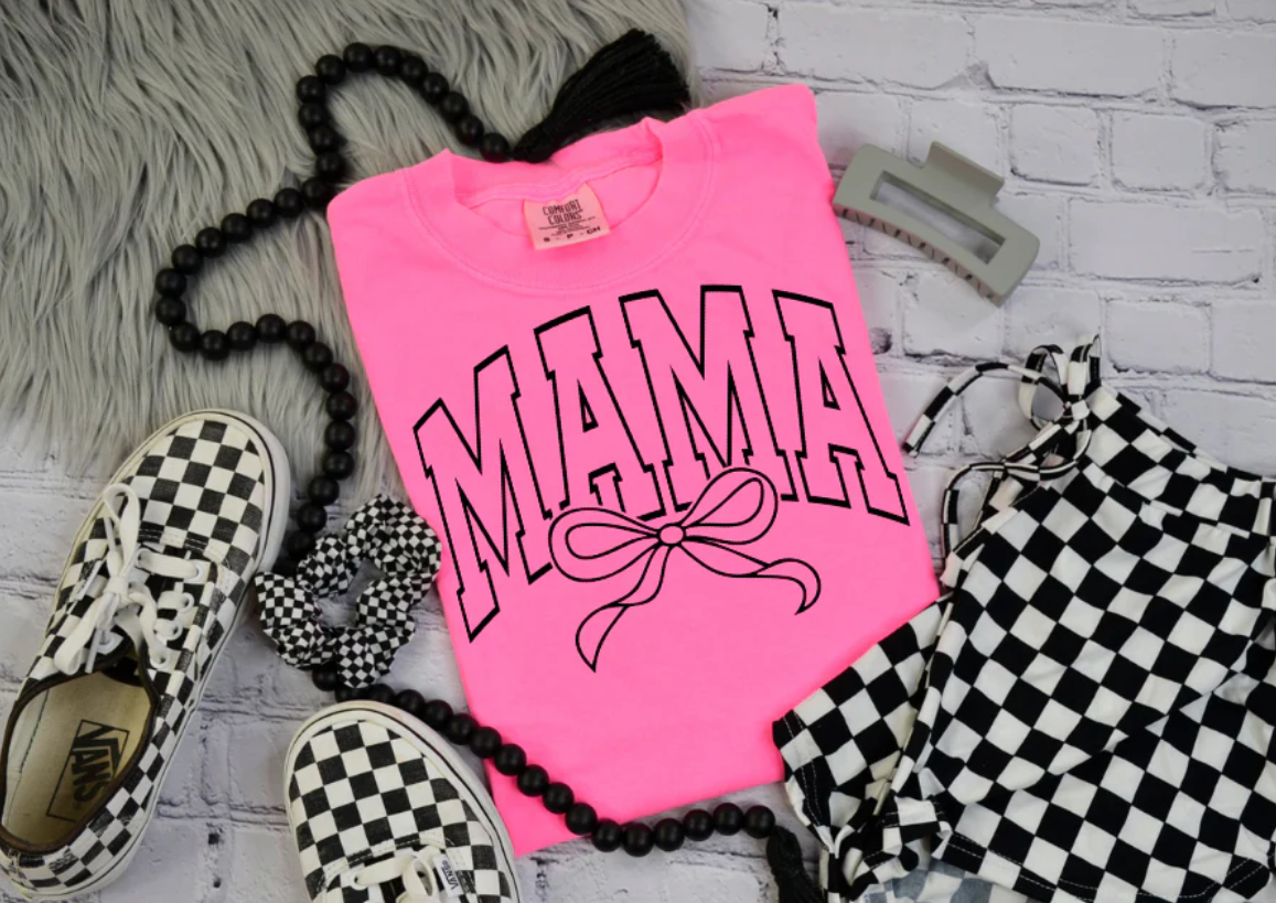 Mama Bow - Black -  Single Color Screen Print - B17