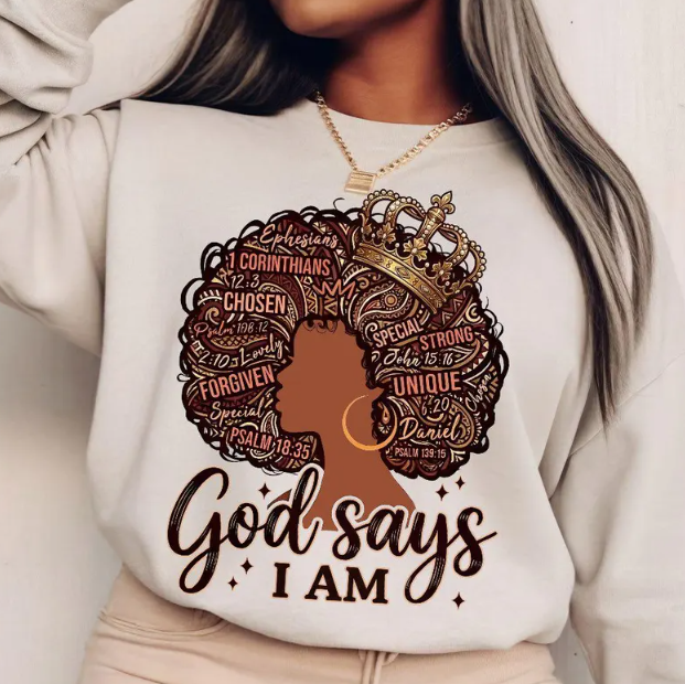 God Says I Am Full Color DTF T-Shirt Transfer - 271