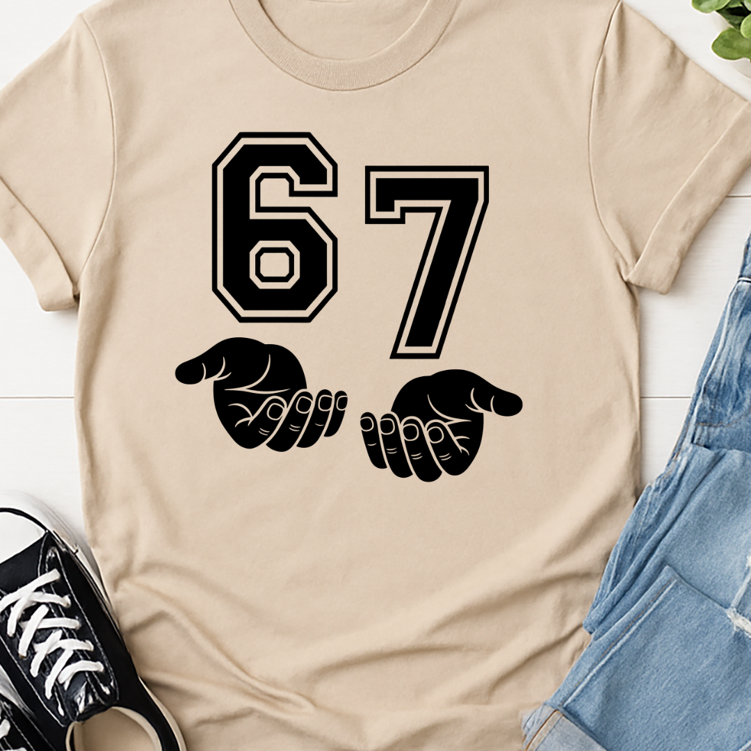 6 7 Six Seven Hands -  Single Color Screen Print - Adult Size R2