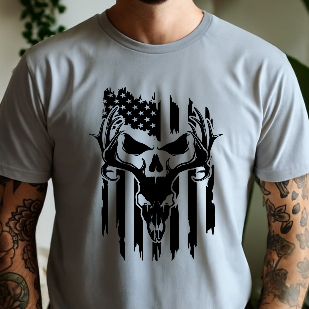 Skull Flag -  Single Color Screen Print - E28