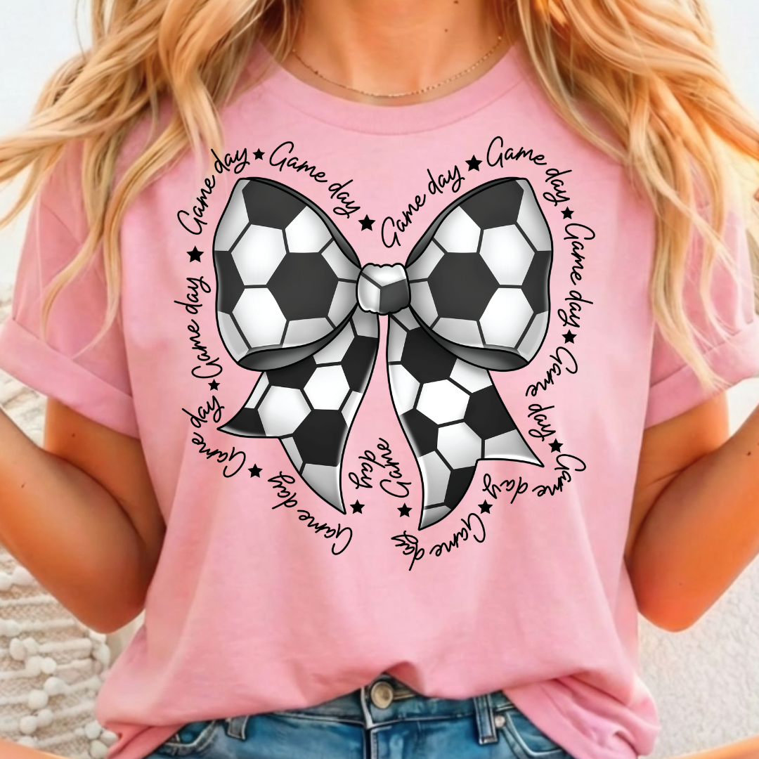 Game Day Soccer Bow Full Color DTF T-Shirt Transfer - 205