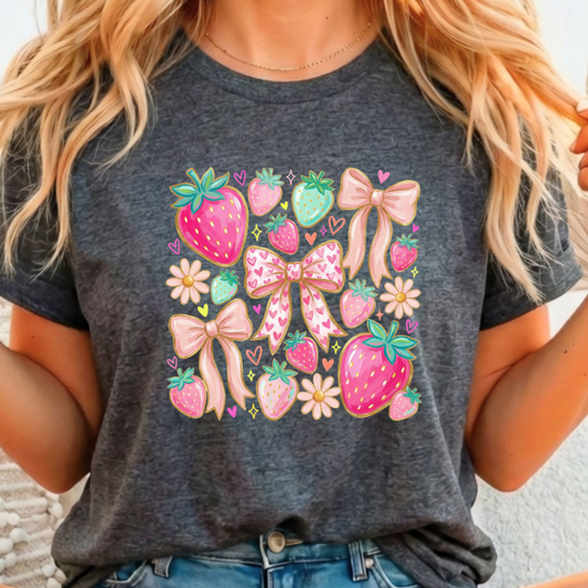Strawberry Bow - Full Color DTF T-Shirt Transfer - 417