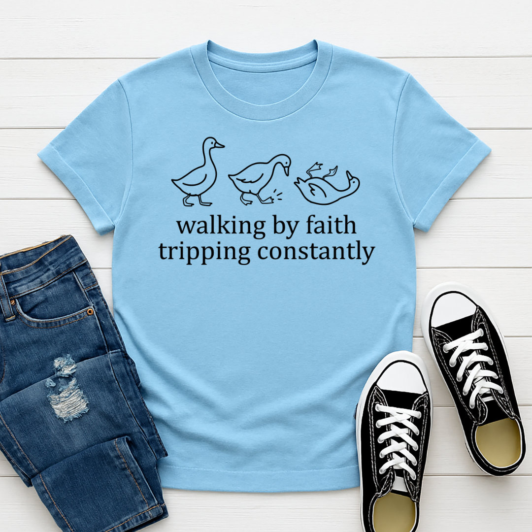 Walking by Faith -  Single Color Screen Print - Adult Size