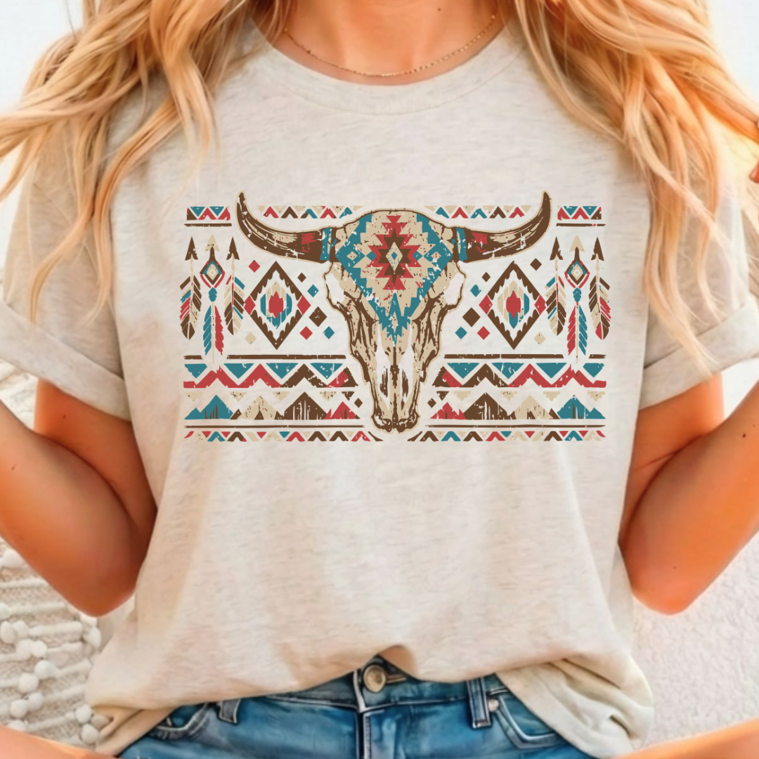 Western Cowhead- Full Color DTF T-Shirt Transfer - 354