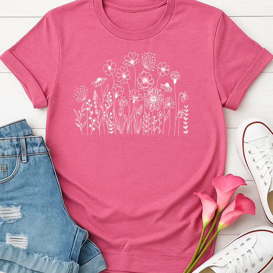 Wild Flower -White -  Single Color Screen Print - B13